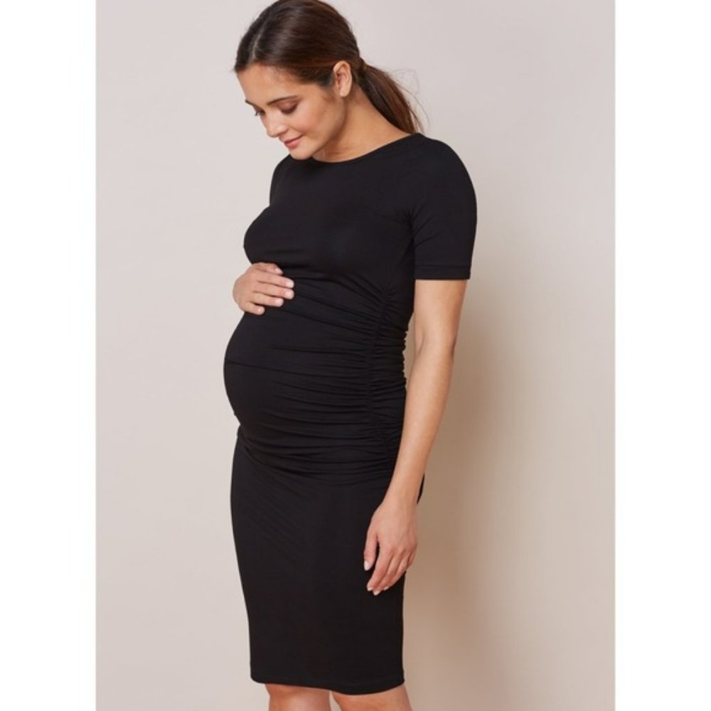 EUC ISABELLA OLIVER Maternity Black Jersey T-shirt Dress Size 2